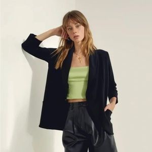 Aritzia Wilfred Chevalier Cropped Blazer Black